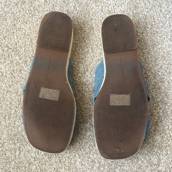 Lucky Brand Denim Blue Twist Slide Espadrille Sandals Women's Size 9 - Picture 10 of 11